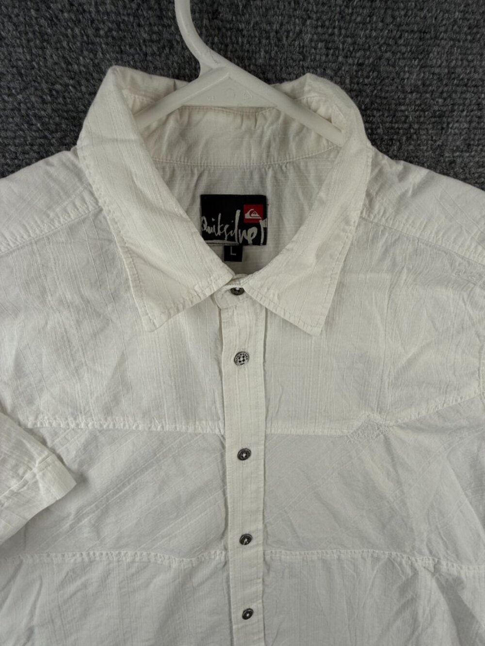Quiksilver Quicksilver Button Up Shirt Men Short Sleeve White Large Logo Woven